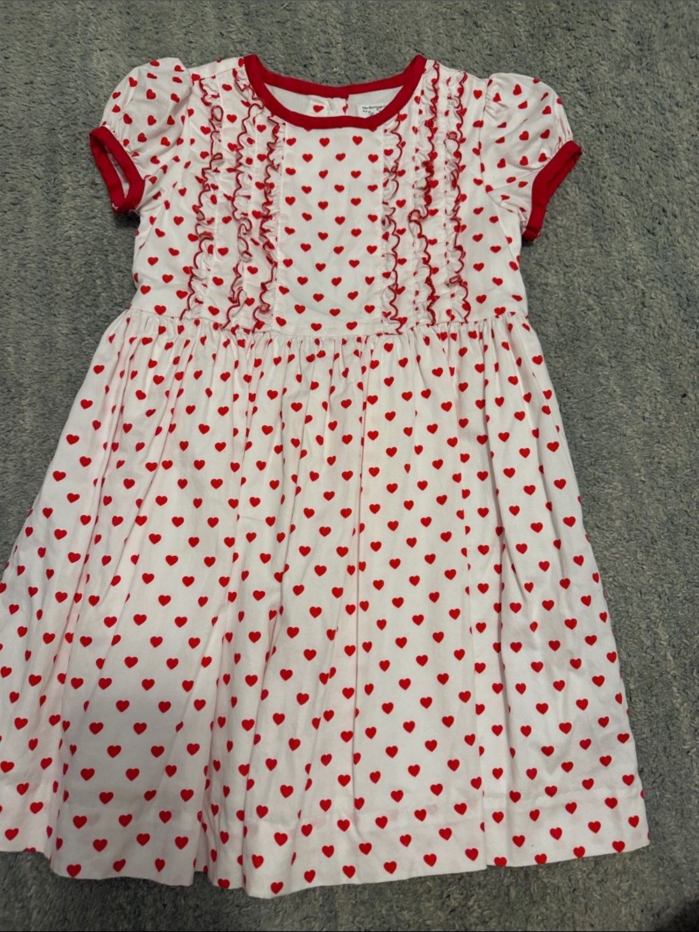 Rachel Riley White Dress with Red Heart Print